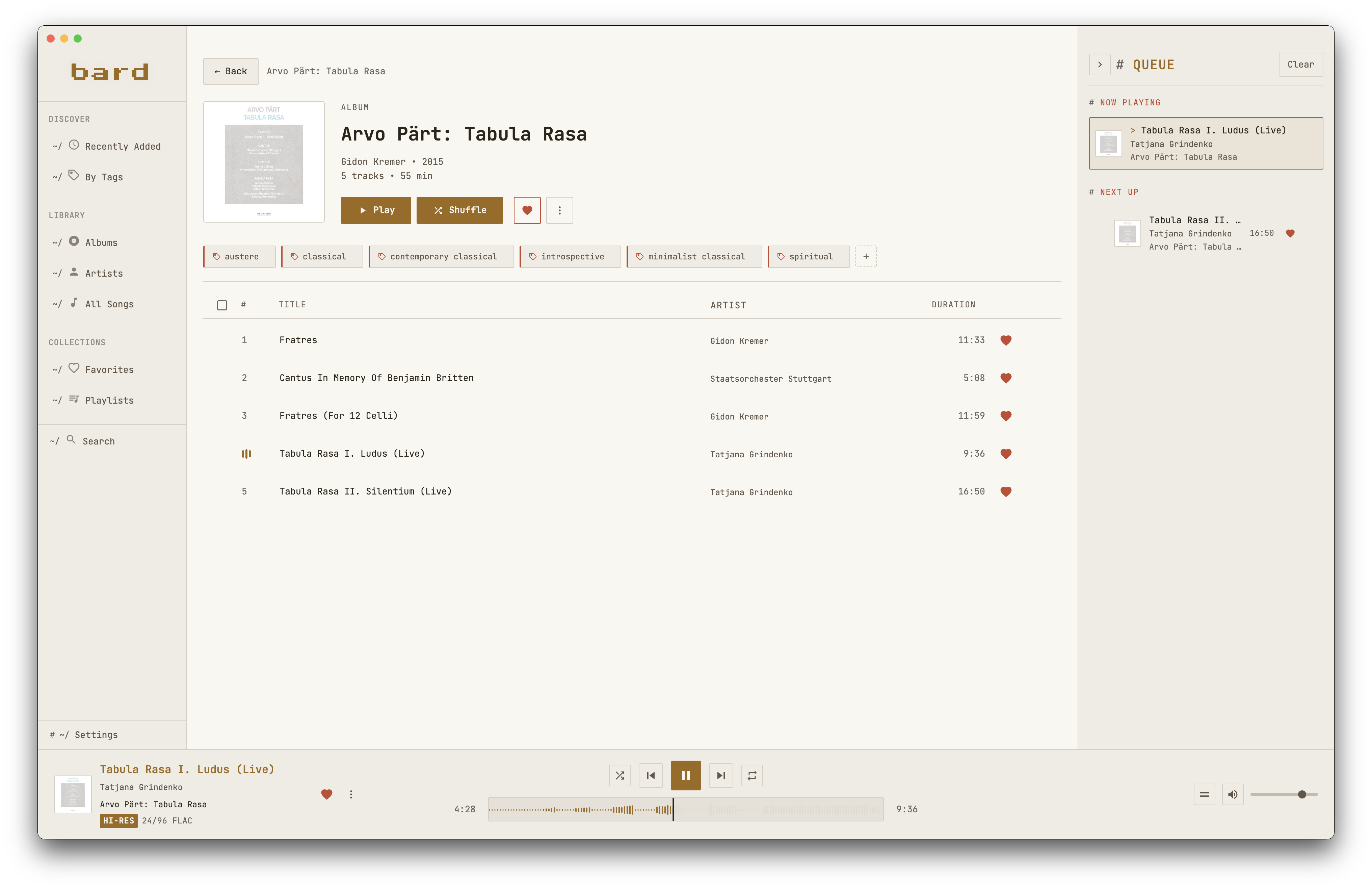 Daylight theme with warm brown accents